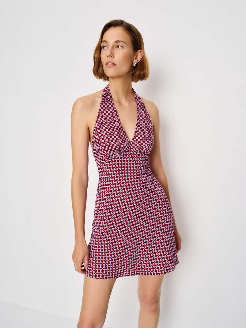 Reformation Delanie Halter Mini Dress in Discotheque Size XS